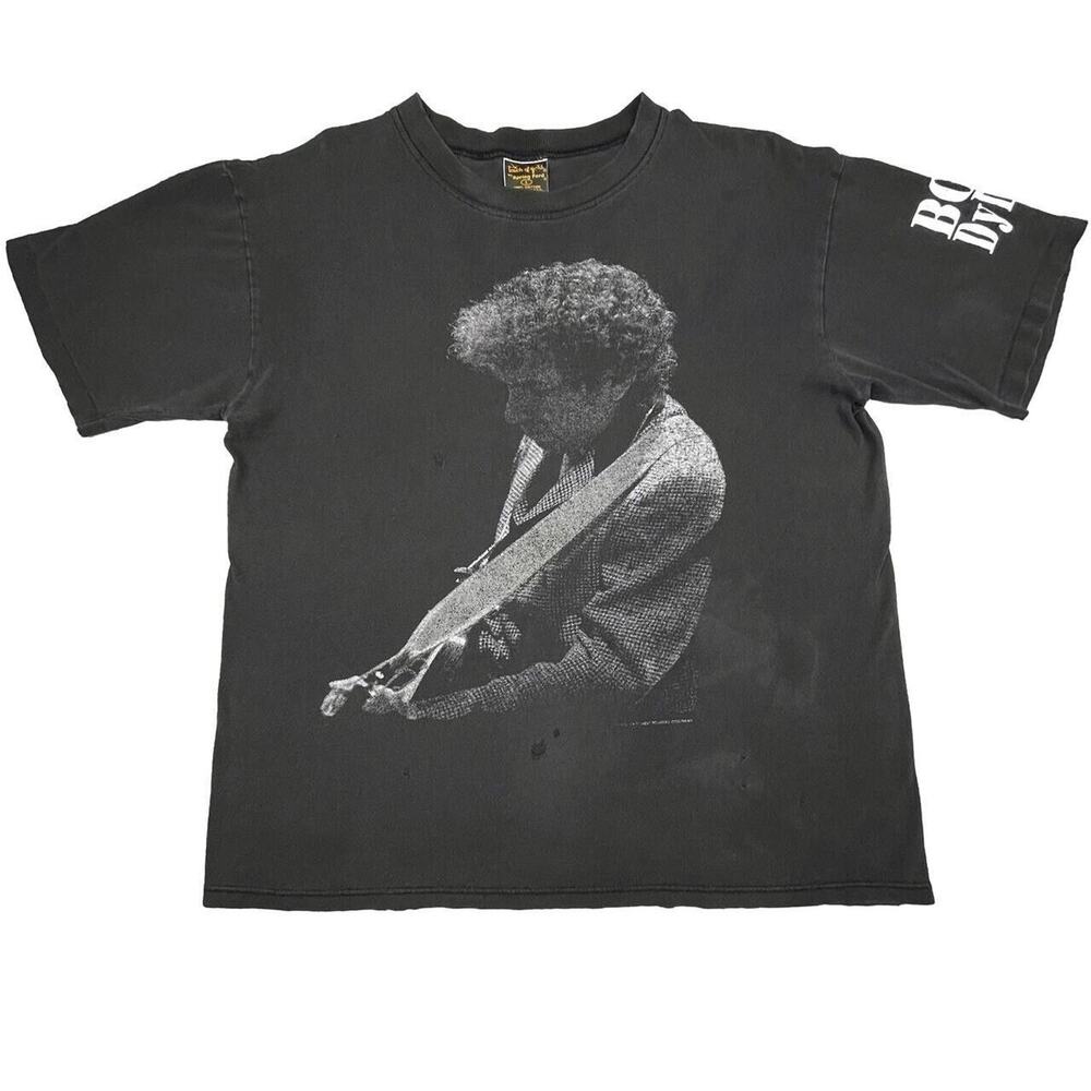 Vintage 90s BOB DYLAN T-Shirt Size Large Rock Band Tour Punk Indie Folk 1994